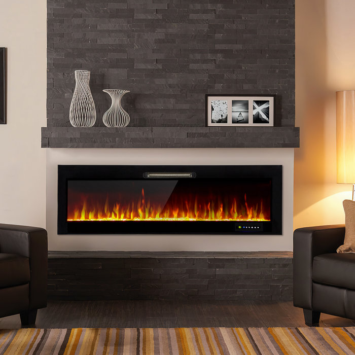 Ebern Designs Paynesville Recessed Wall Mounted Electric Fireplace